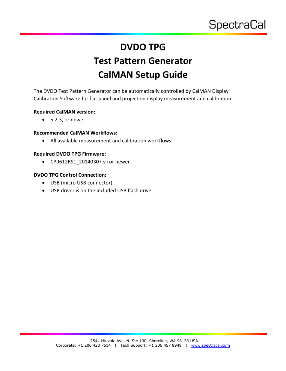 SpectraCal DVDO TPG Lab User Manual | 3 pages