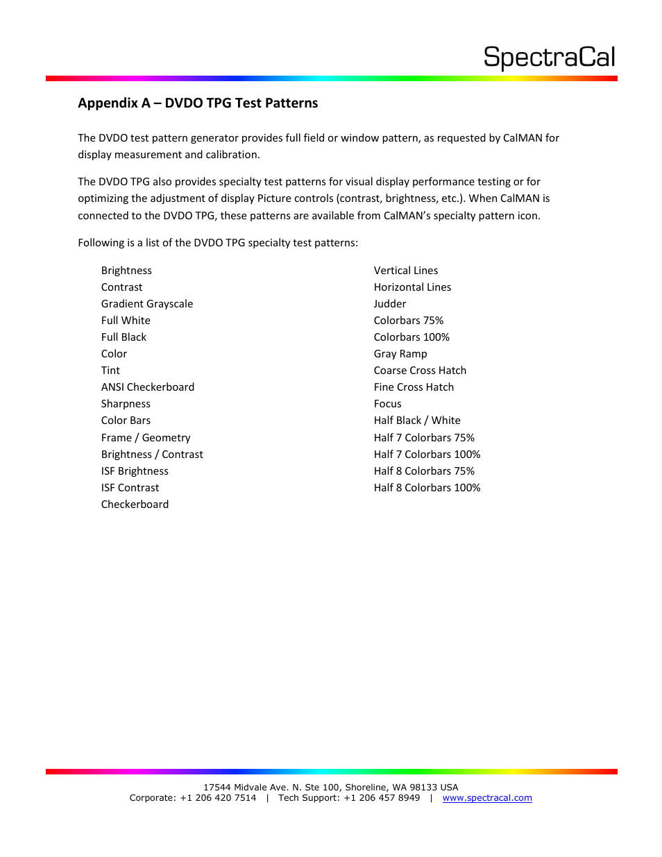 Appendix a – dvdo tpg test patterns | SpectraCal DVDO TPG Lab User Manual | Page 3 / 3