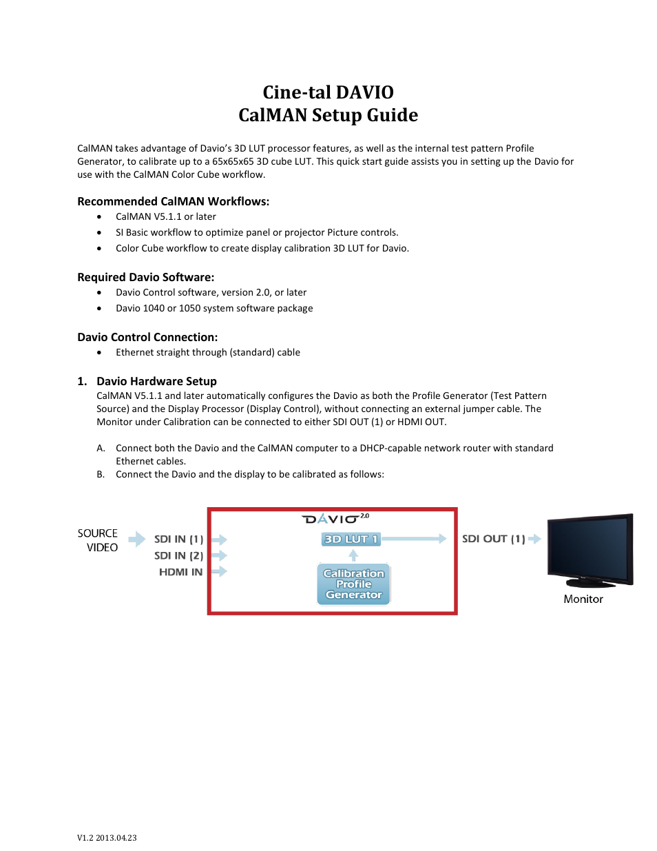 SpectraCal Cine-tal DAVIO User Manual | 13 pages