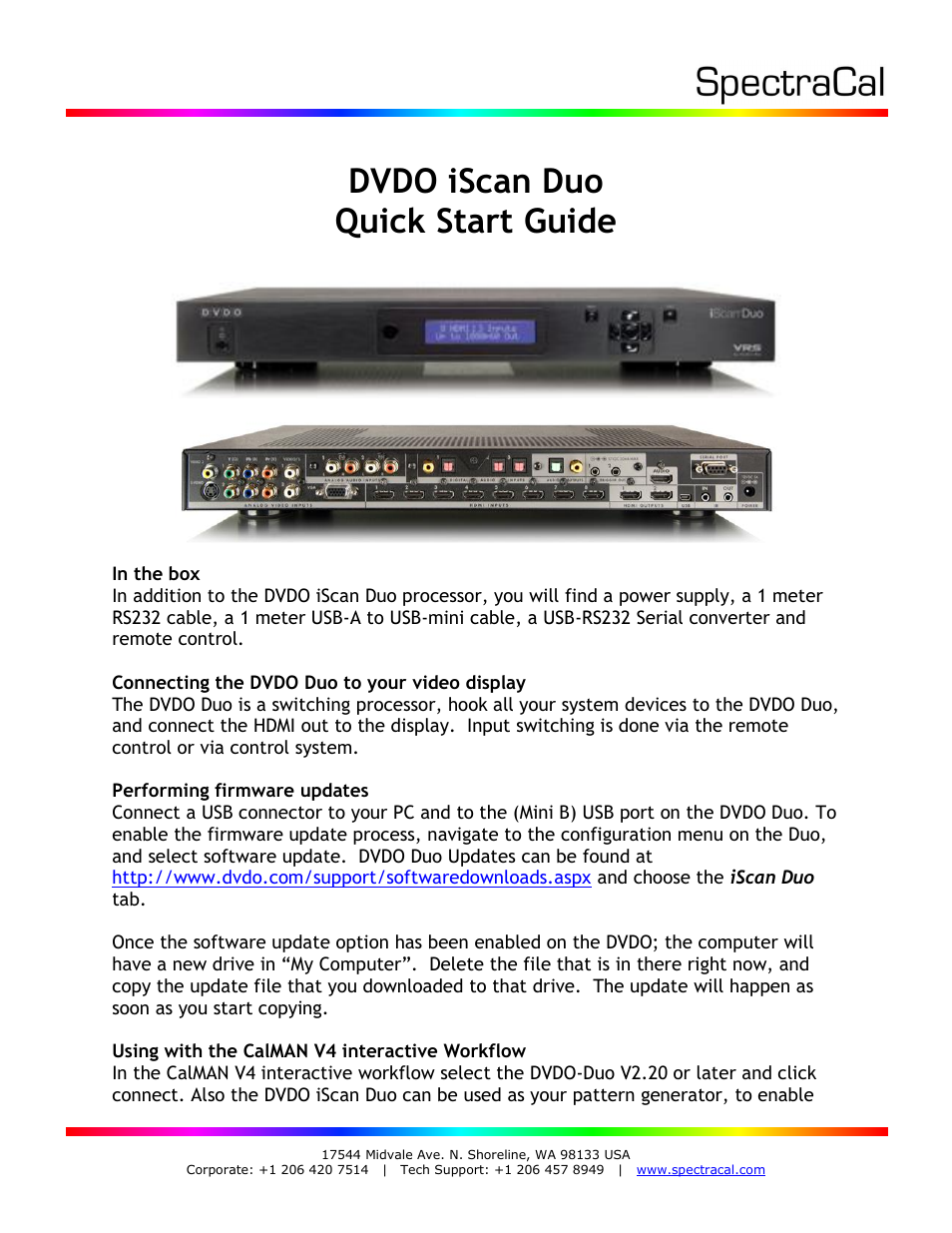 SpectraCal DVDO iScan Duo User Manual | 3 pages