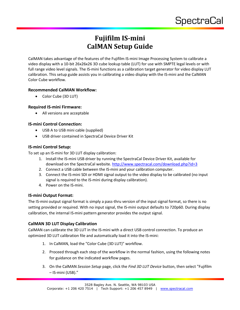 SpectraCal Fujifilm IS-Mini User Manual | 4 pages