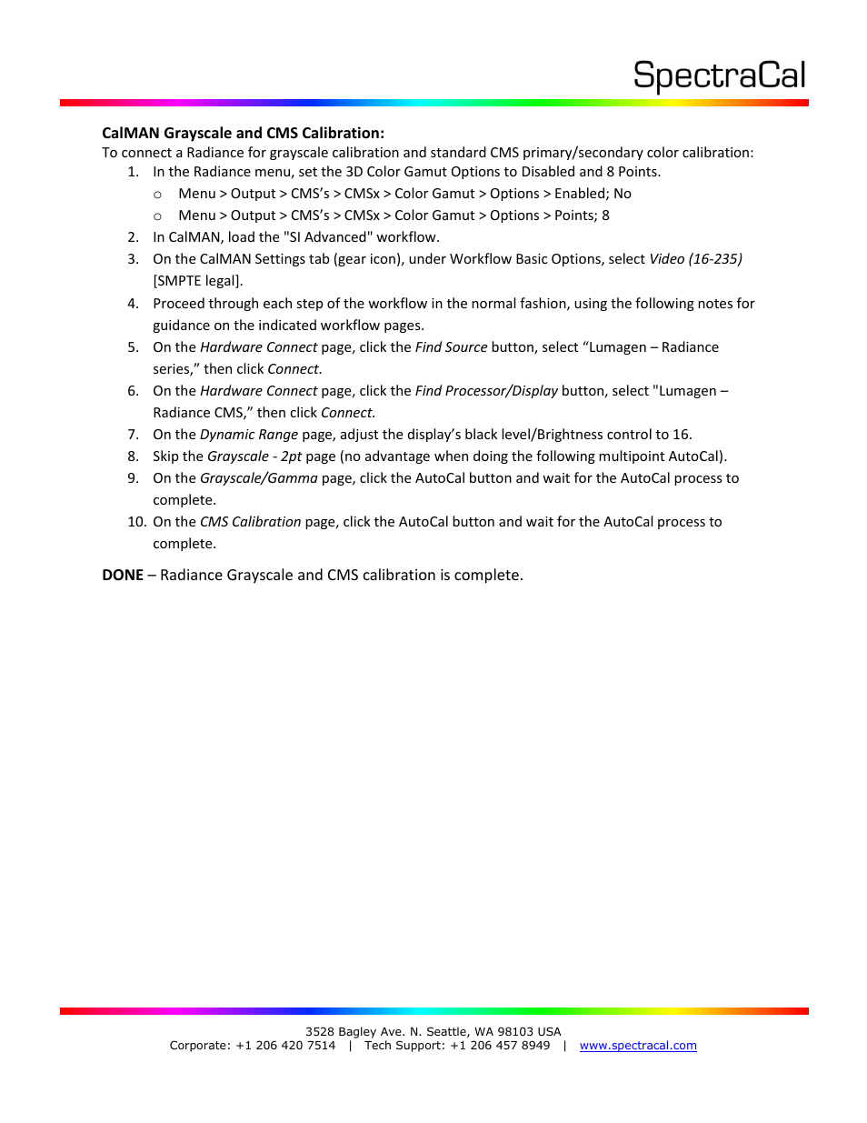SpectraCal Lumagen Radiance User Manual | Page 4 / 7