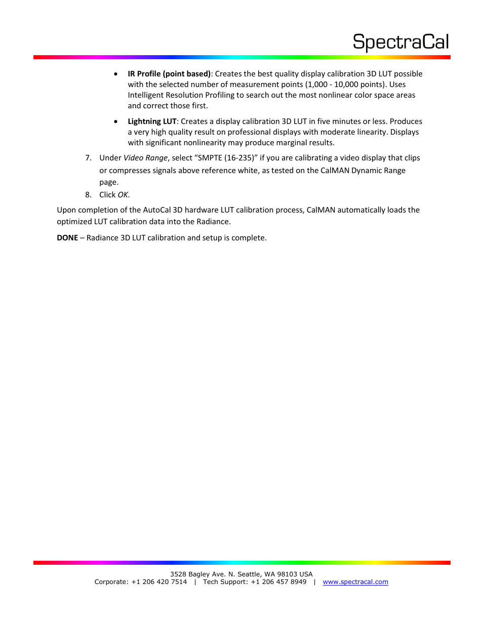 SpectraCal Lumagen Radiance User Manual | Page 7 / 7
