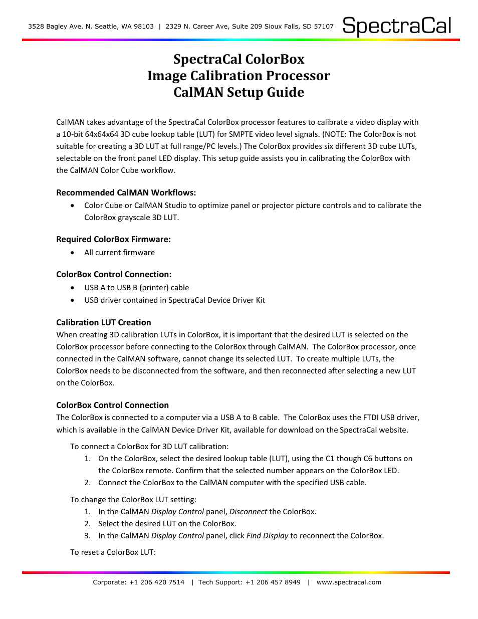 SpectraCal ColorBox User Manual | 5 pages