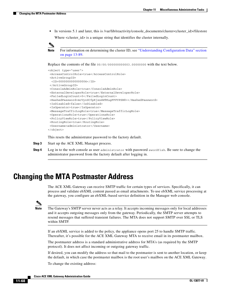 Changing the mta postmaster address | Cisco ACE XML OL-13877-01 User Manual | Page 10 / 12