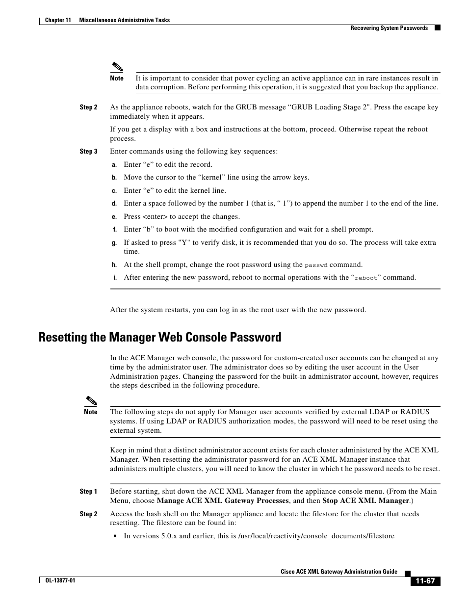 Resetting the manager web console password | Cisco ACE XML OL-13877-01 User Manual | Page 9 / 12