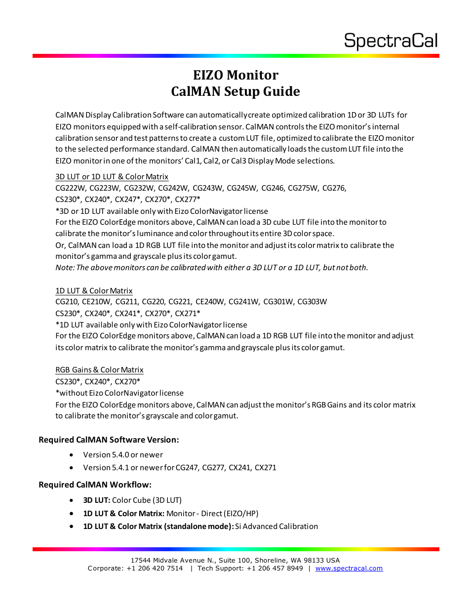 SpectraCal EIZO ColorEdge User Manual | 18 pages