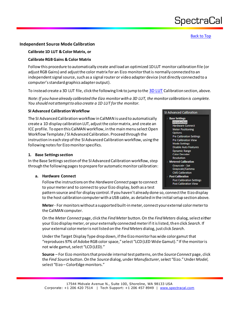 Calibrate 1d lut & color matrix, Calibrate rgb gains & color matrix, 1d lut | Color matrix | SpectraCal EIZO ColorEdge User Manual | Page 15 / 18