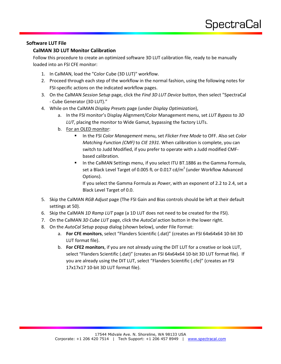 SpectraCal Flanders Scientific Monitor User Manual | Page 2 / 5