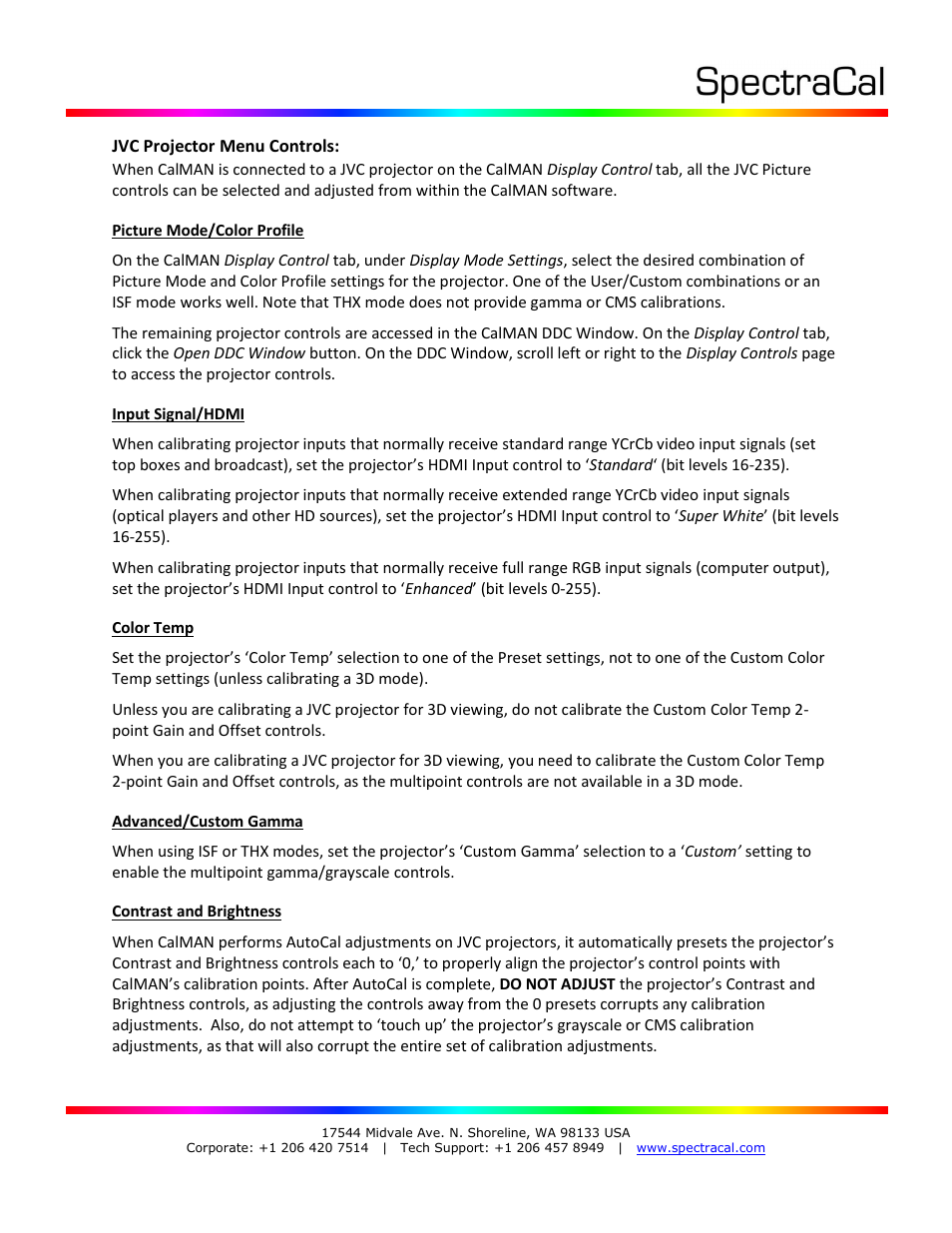 SpectraCal JVC Projectors User Manual | Page 2 / 3