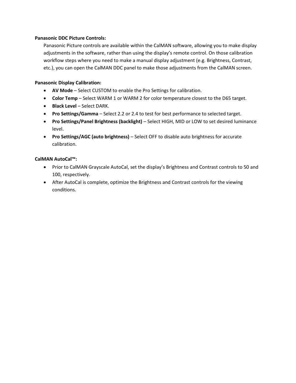 SpectraCal Panasonic VT25 User Manual | Page 2 / 2