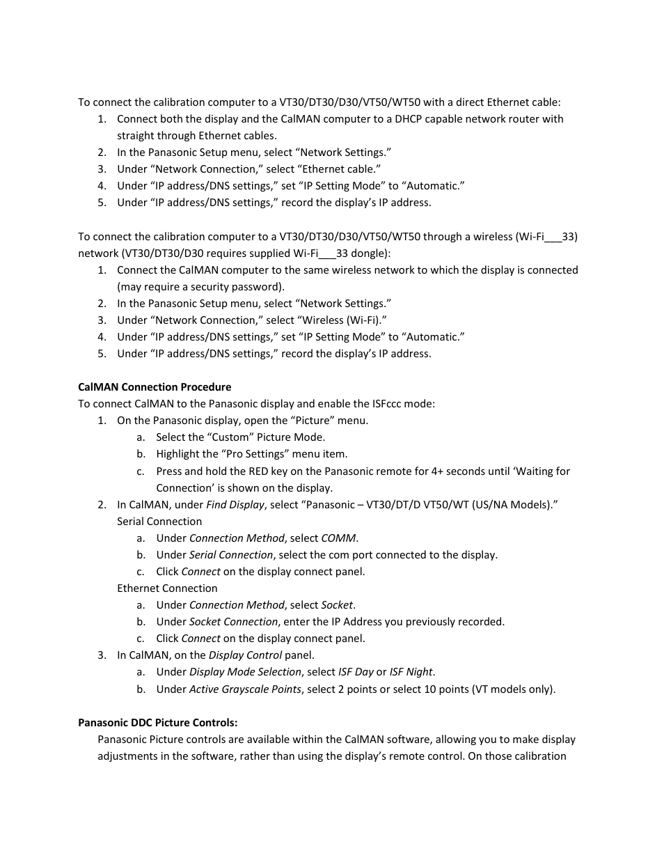 SpectraCal Panasonic 2011-2012 WT50 User Manual | Page 2 / 3