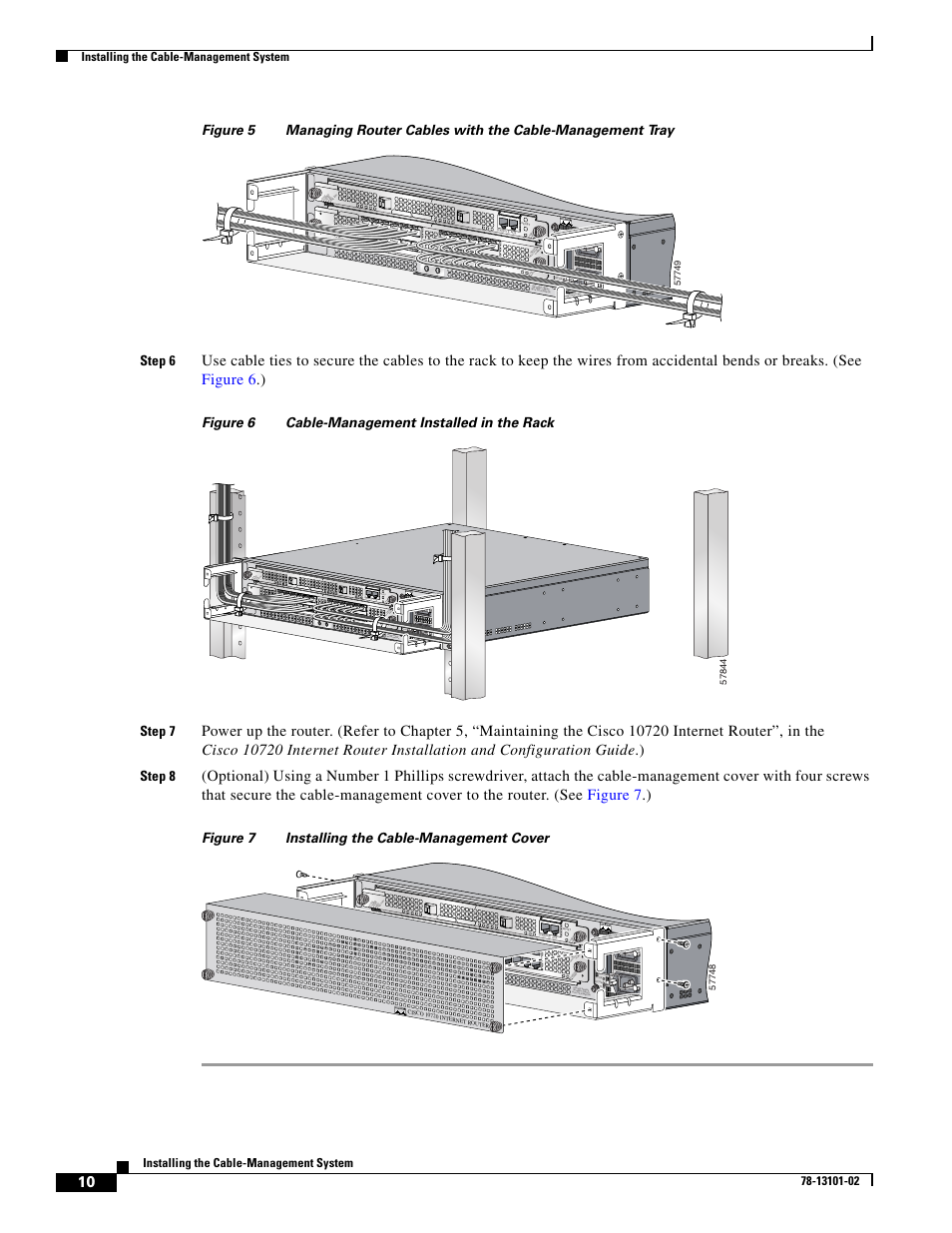Step 8, Figure 7 installing the cable-management cover, Ca rd f ail lin k/a ctiv e (g ) 100 m bp s | Card fail link/active (g) 100 mbps | Cisco 10720 User Manual | Page 10 / 26