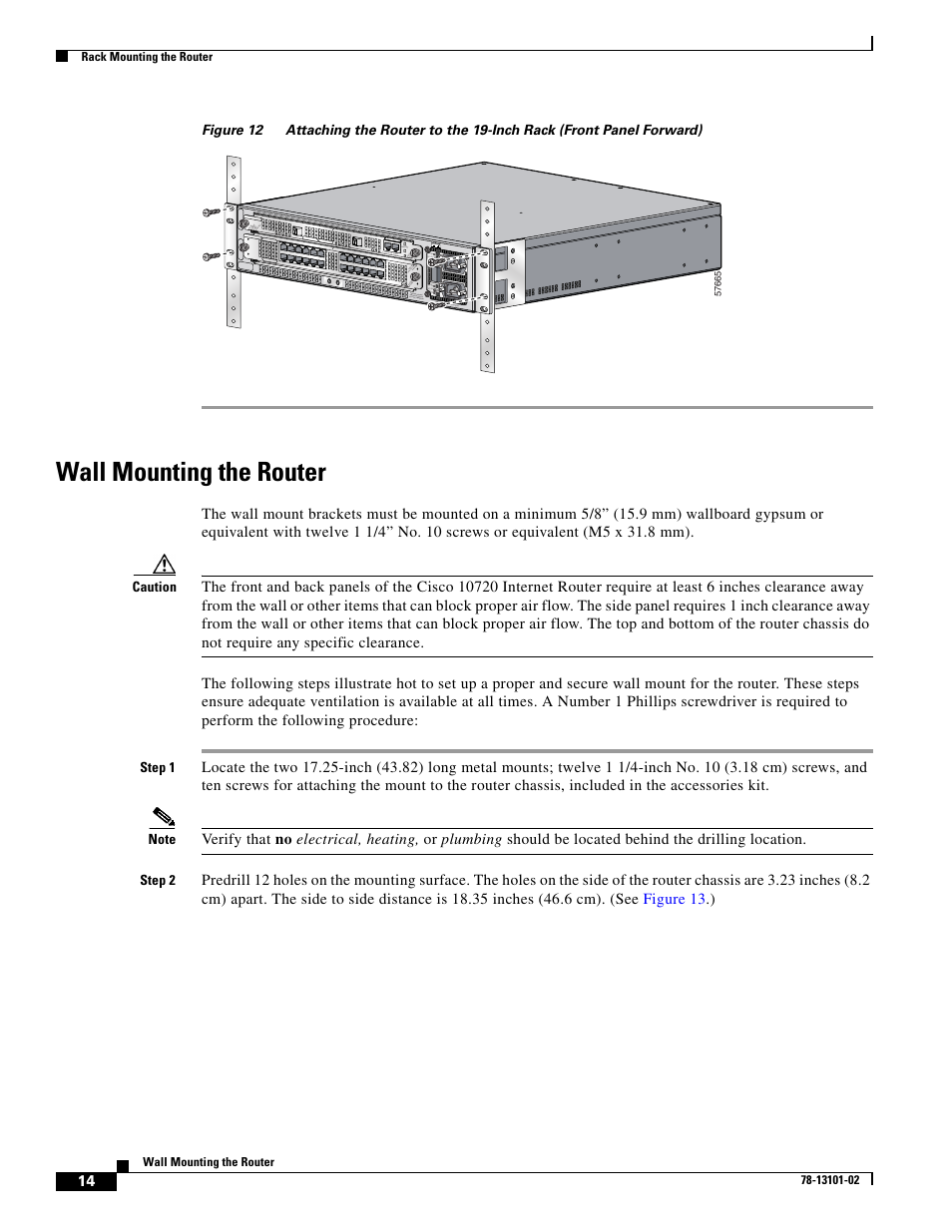 Wall mounting the router, Posts. (see, Figure 12 | Cisco 10720 User Manual | Page 14 / 26