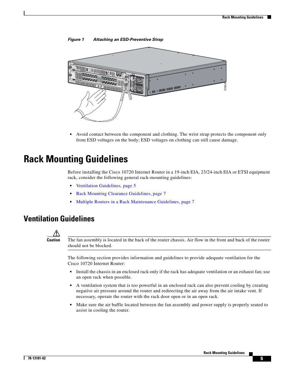 Rack mounting guidelines, Ventilation guidelines | Cisco 10720 User Manual | Page 5 / 26