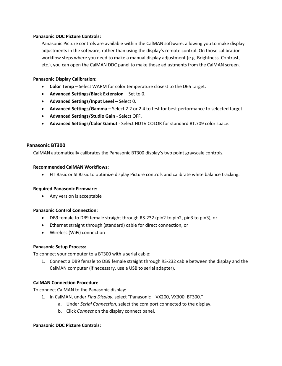 SpectraCal Panasonic BT300 User Manual | Page 2 / 3