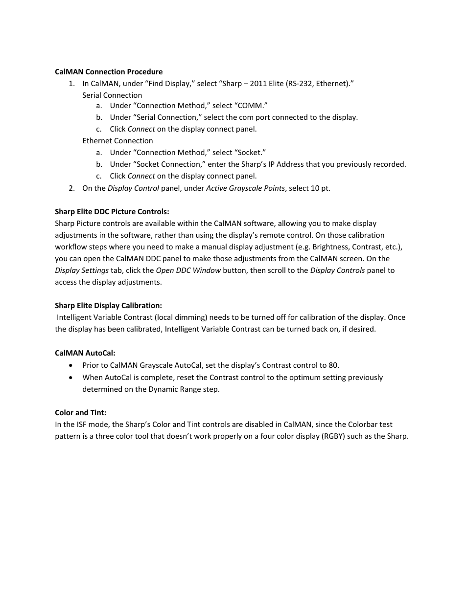 SpectraCal Sharp Elite User Manual | Page 2 / 2