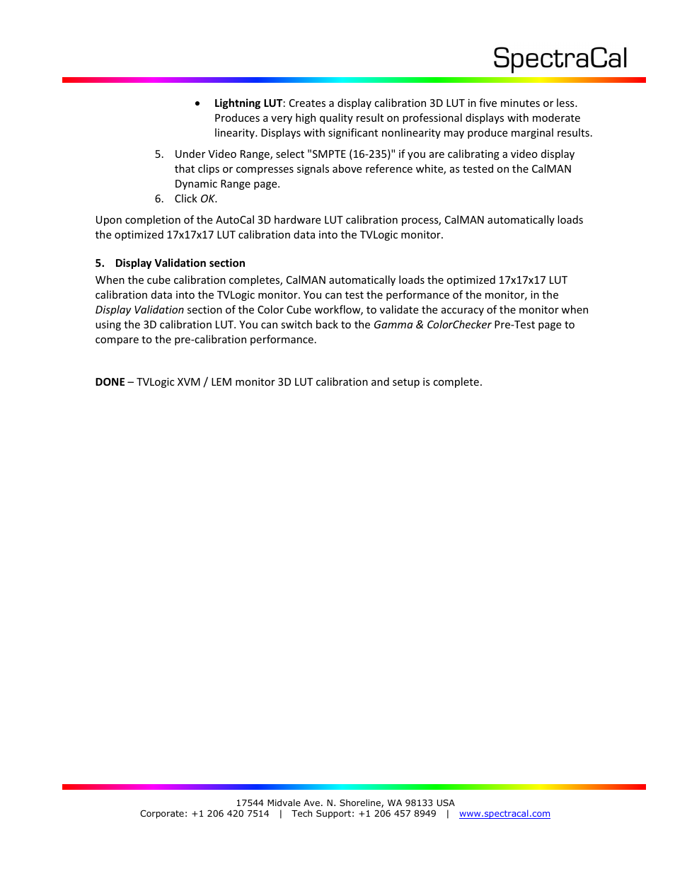 SpectraCal TVLogic XVM and LEM Series Monitors User Manual | Page 5 / 8