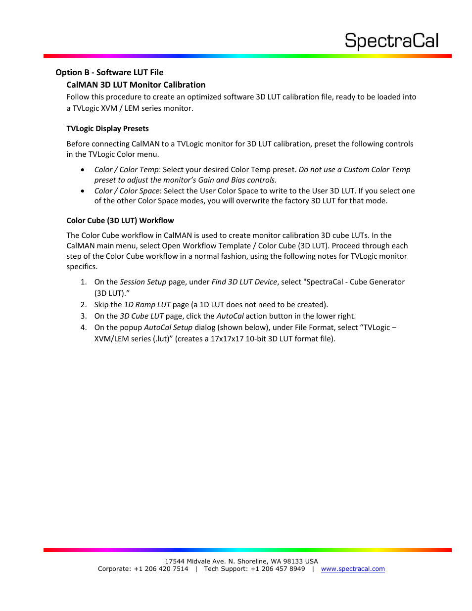 SpectraCal TVLogic XVM and LEM Series Monitors User Manual | Page 6 / 8