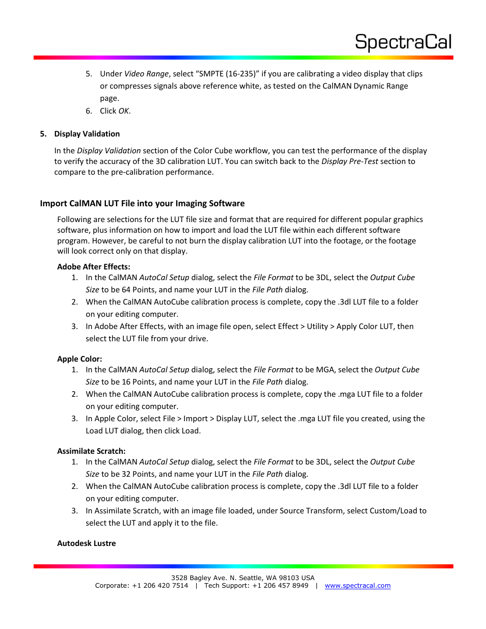 SpectraCal CalMAN 3D LUT Software Files User Manual | Page 5 / 7