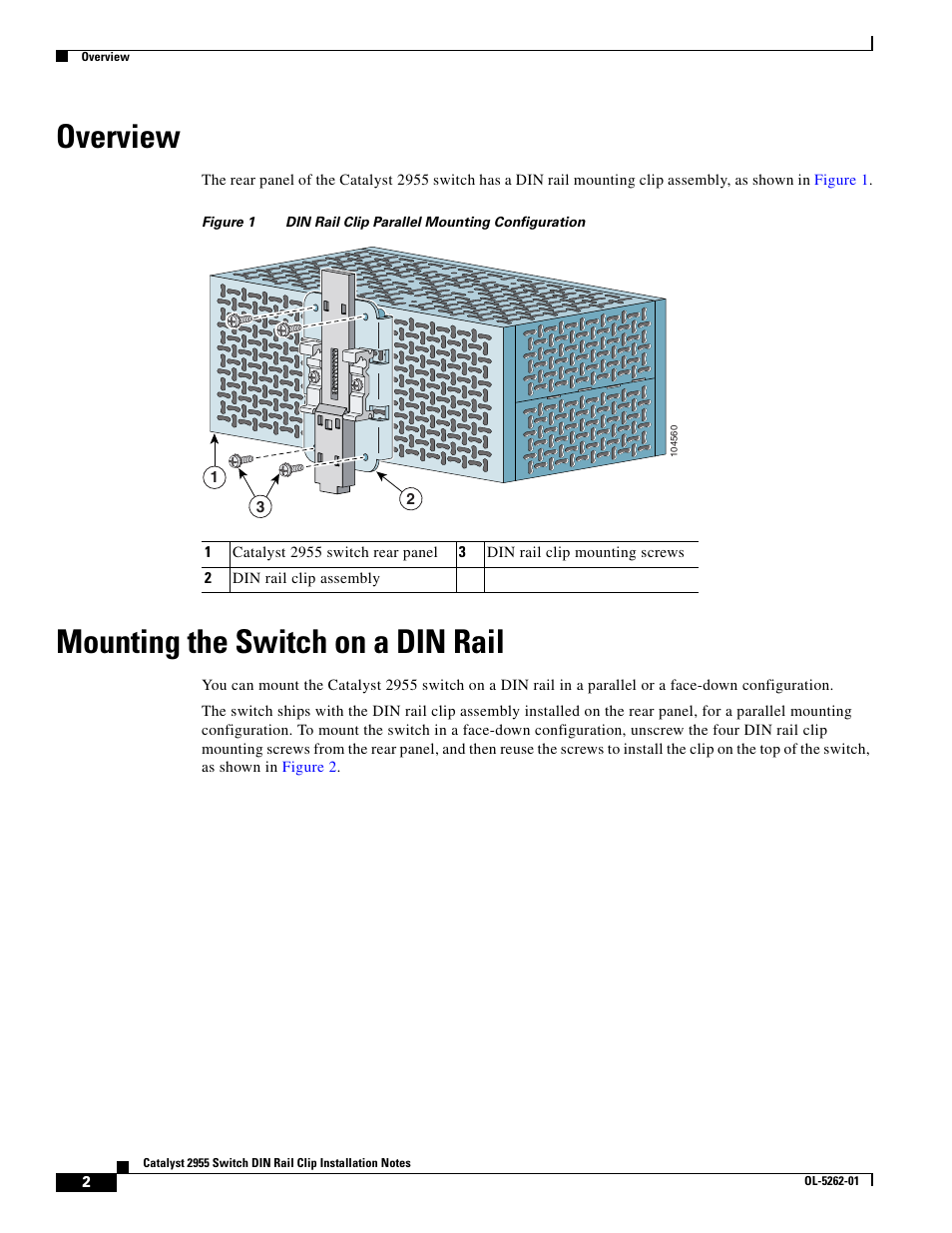 Overview, Mounting the switch on a din rail | Cisco 2955 User Manual | Page 2 / 12