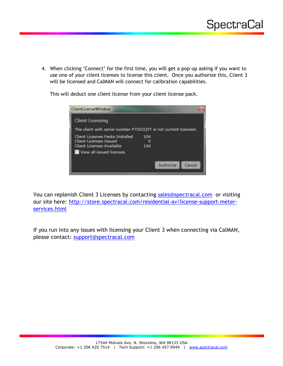 SpectraCal CalMAN Client 3 Licensing User Manual | Page 3 / 3