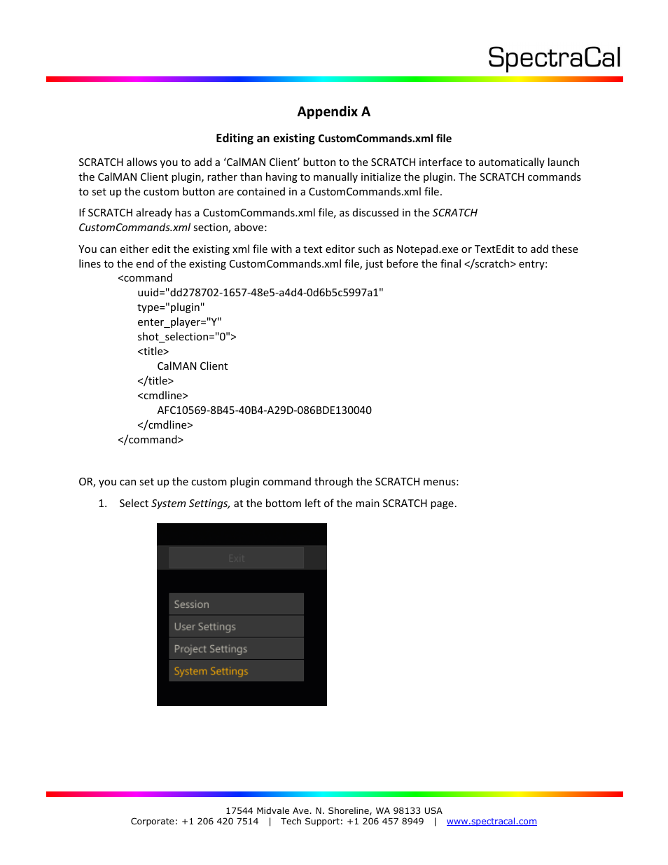Appendix a | SpectraCal CalMAN for SCRATCH Plug-In User Manual | Page 12 / 14