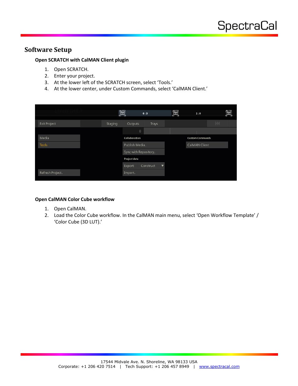 Software setup | SpectraCal CalMAN for SCRATCH Plug-In User Manual | Page 4 / 14