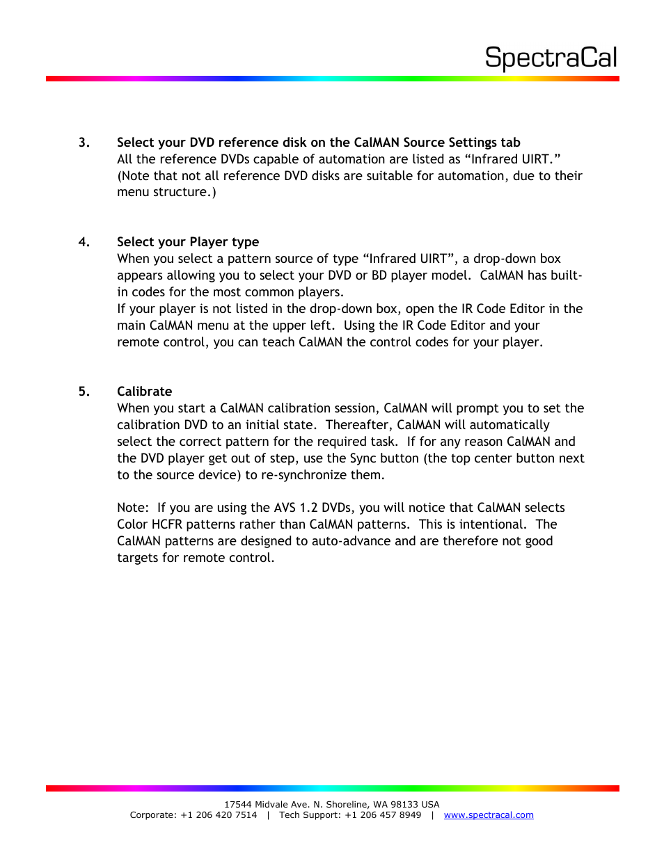SpectraCal CalMAN IR Controller User Manual | Page 2 / 2