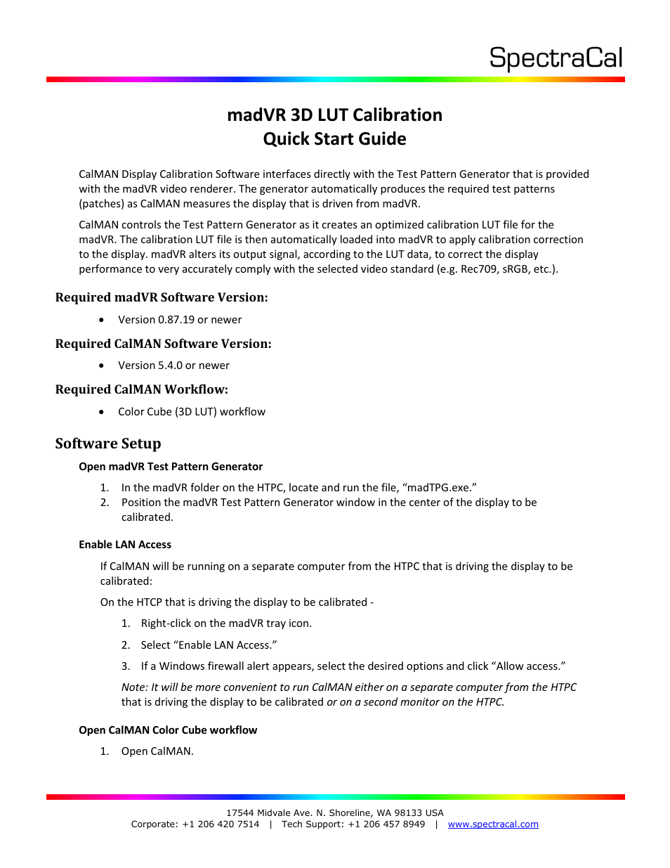 SpectraCal madVR User Manual | 9 pages