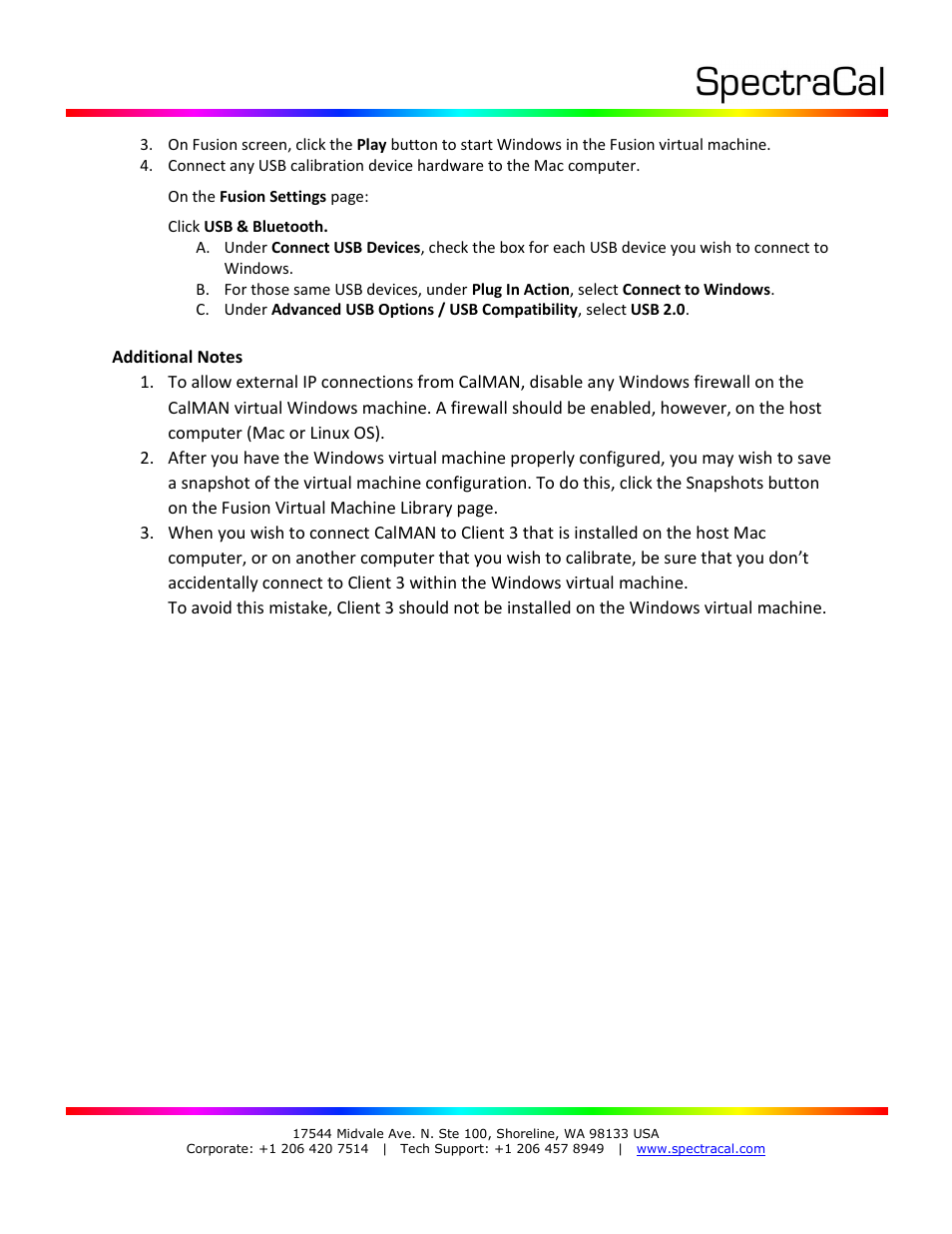 SpectraCal VMWare Fusion User Manual | Page 3 / 3