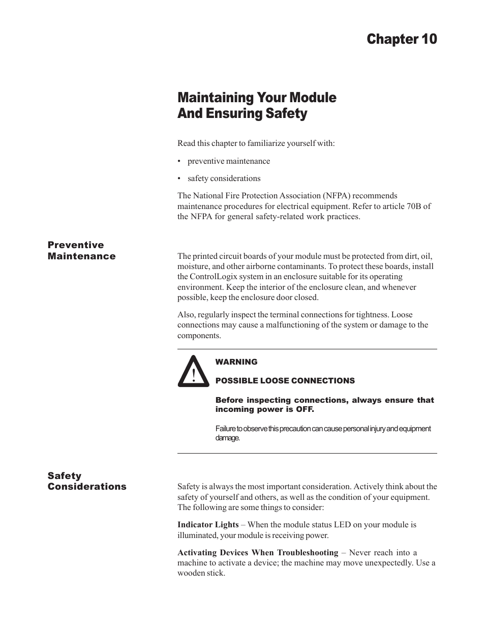 Maintaining your module and ensuring safety, Chapter 10 | Spectrum Controls 1756sc-OF8H Series A User Manual | Page 143 / 170