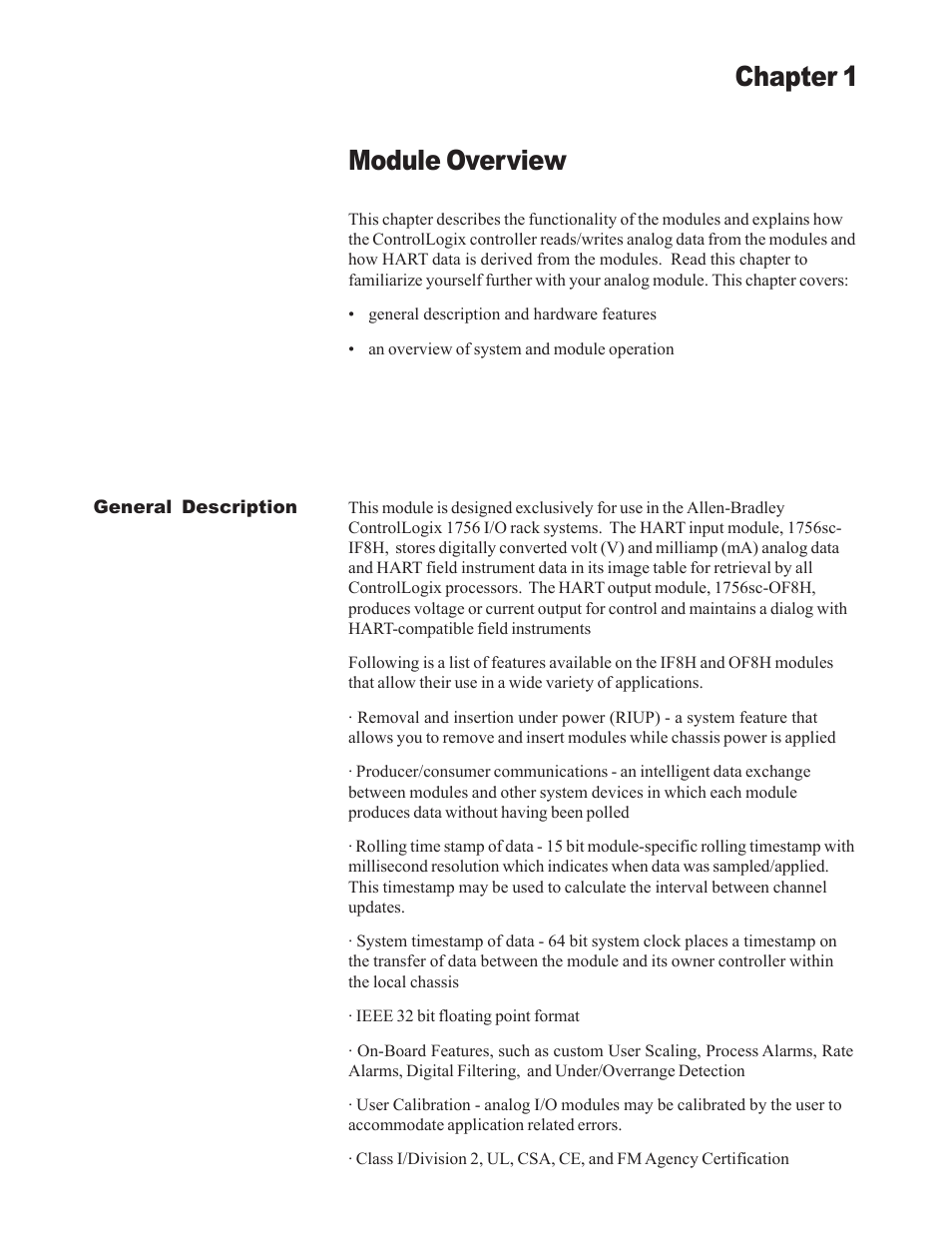 Module overview, Chapter 1 | Spectrum Controls 1756sc-OF8H Series A User Manual | Page 15 / 170