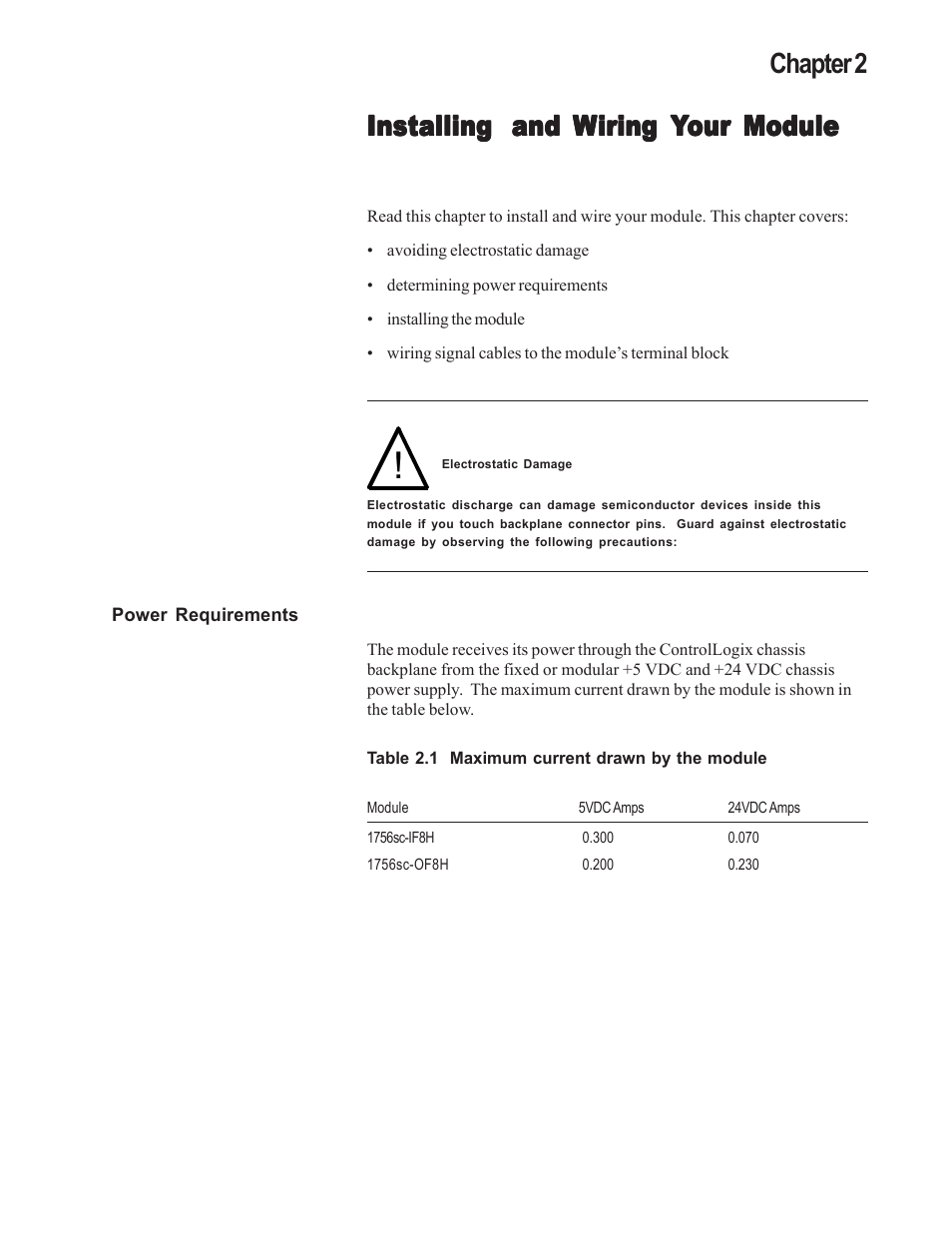 Installing, Chapter 2 | Spectrum Controls 1756sc-OF8H Series A User Manual | Page 21 / 170