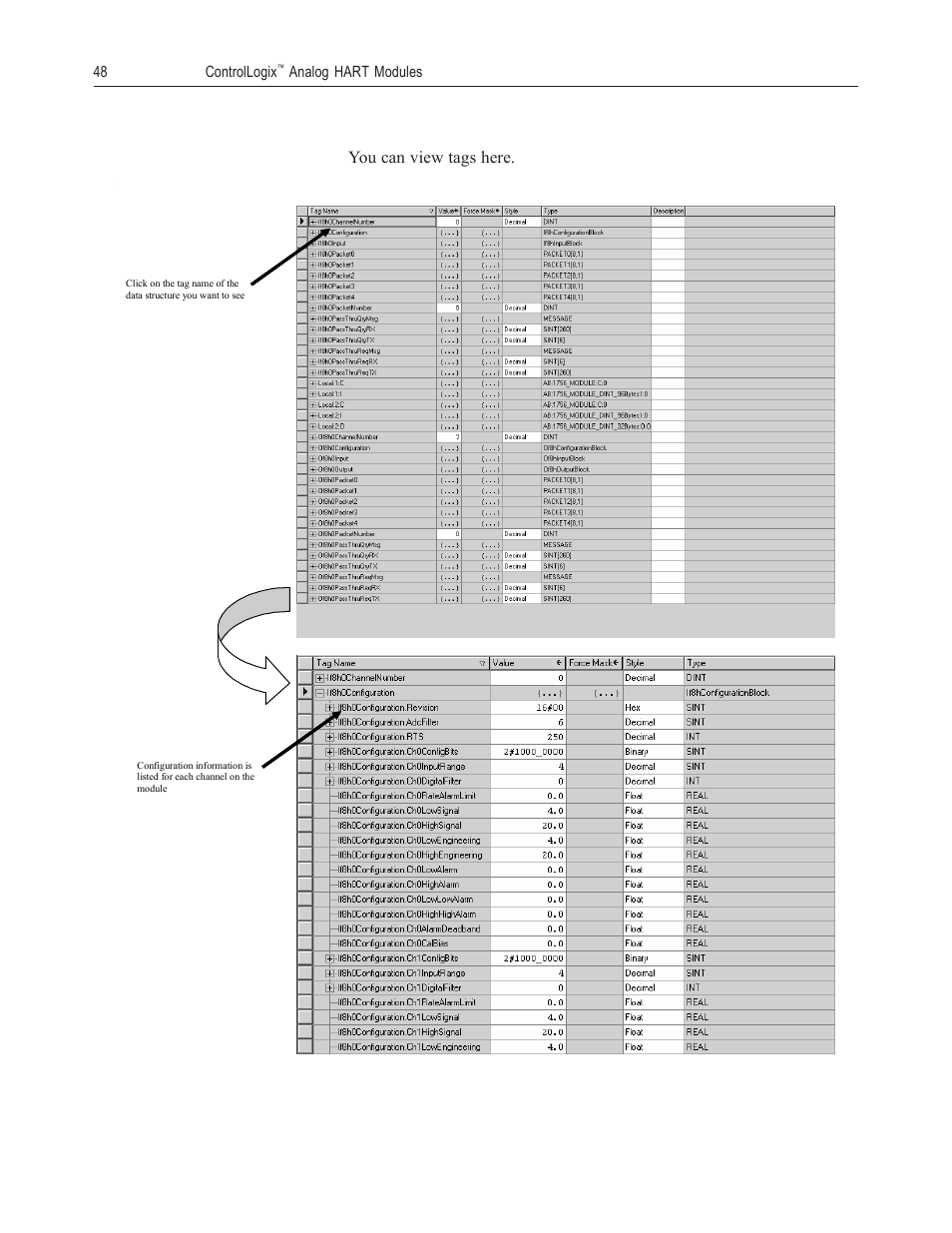 You can view tags here | Spectrum Controls 1756sc-OF8H Series A User Manual | Page 62 / 170