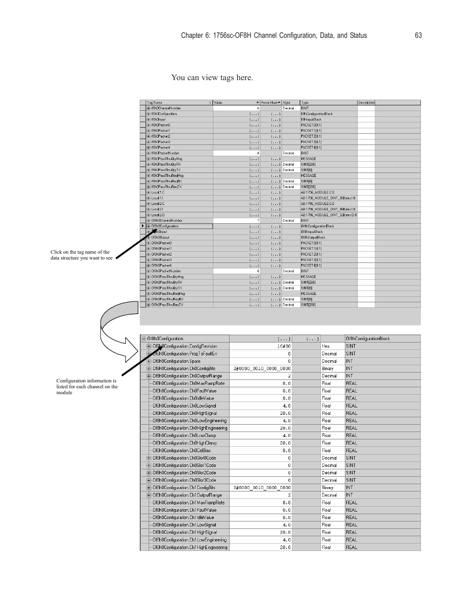 You can view tags here | Spectrum Controls 1756sc-OF8H Series A User Manual | Page 77 / 170