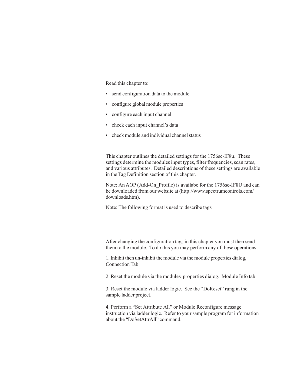 Configuration, data, and status tags, Chapter 5 | Spectrum Controls 1756sc-IF8u User Manual | Page 49 / 118