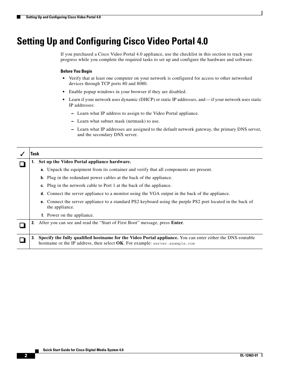 Setting up and configuring cisco video portal 4.0 | Cisco OL-12463-01 User Manual | Page 2 / 12