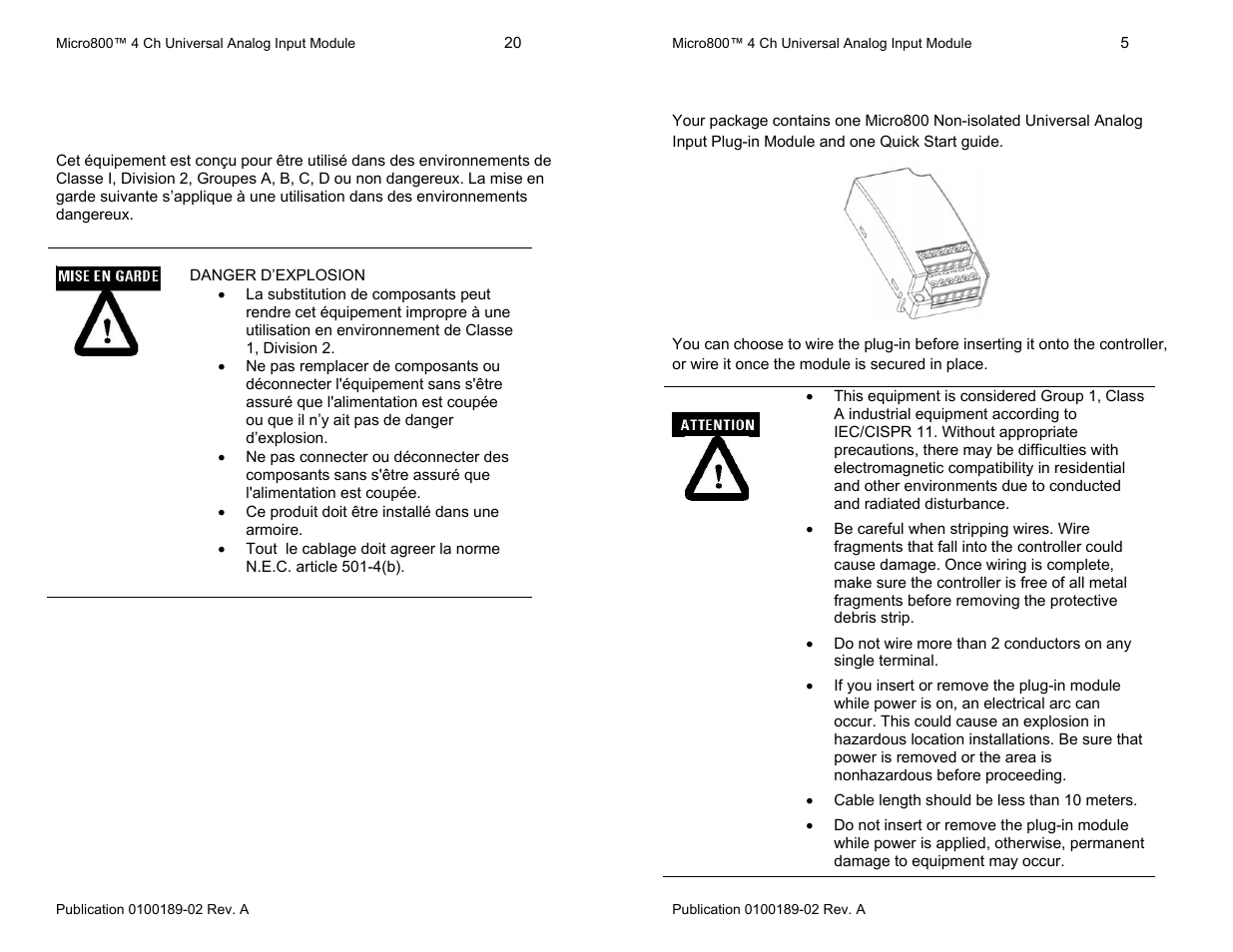 Environnements dangereux, Parts list | Spectrum Controls 2080sc-IF4u User Manual | Page 5 / 12