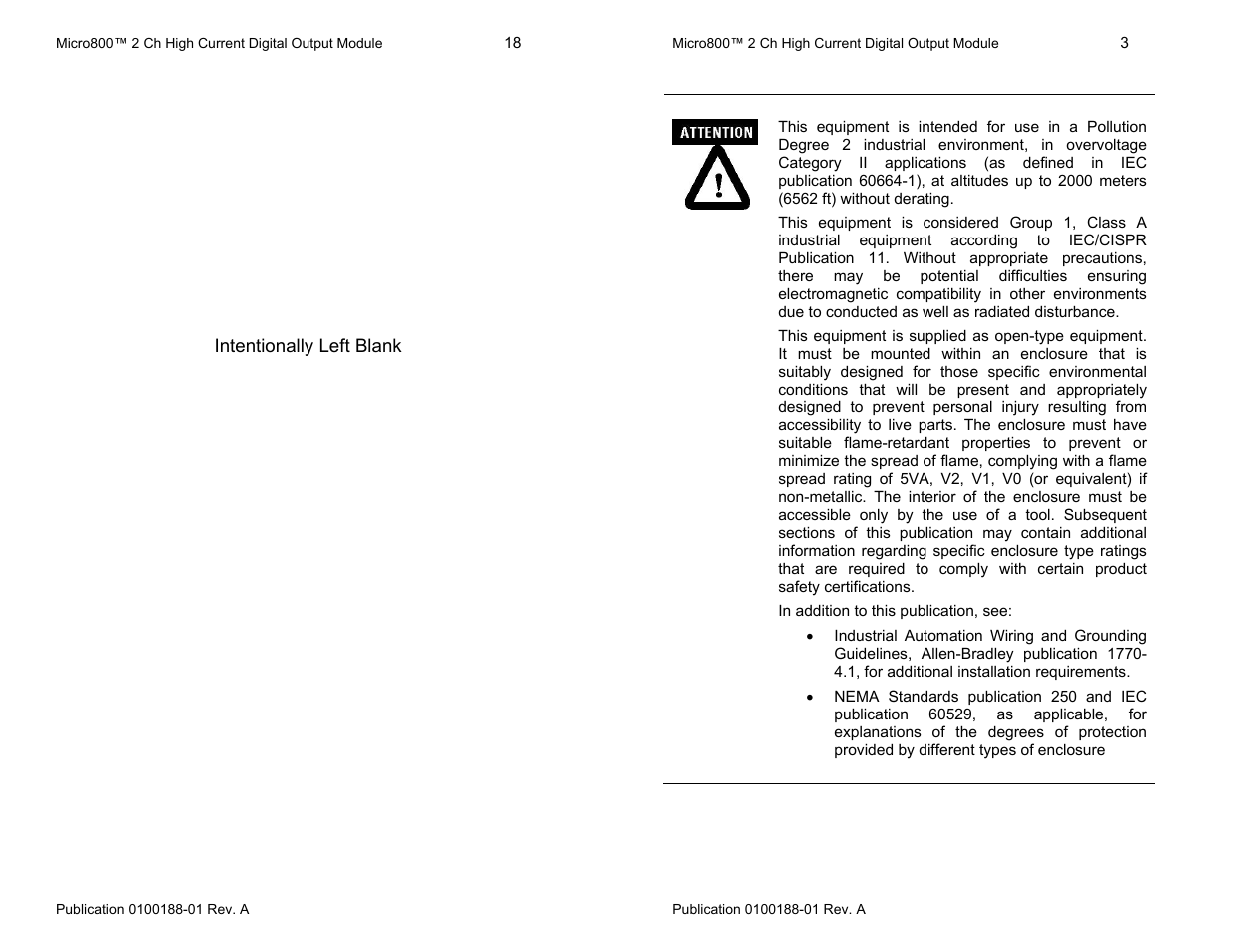 Environment and enclosure | Spectrum Controls 2080sc-OW2IHC User Manual | Page 3 / 10