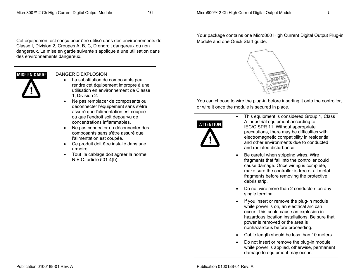 Environnements dangereux, Parts list | Spectrum Controls 2080sc-OW2IHC User Manual | Page 5 / 10