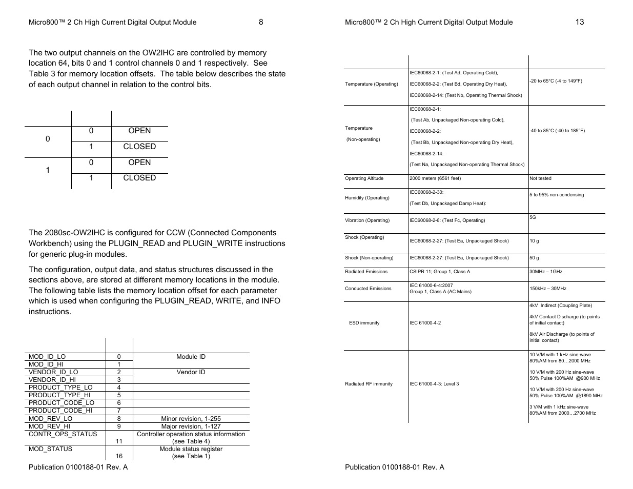 Module output data, Adding the ow2ihc to ccw, Environmental specifications | Spectrum Controls 2080sc-OW2IHC User Manual | Page 8 / 10