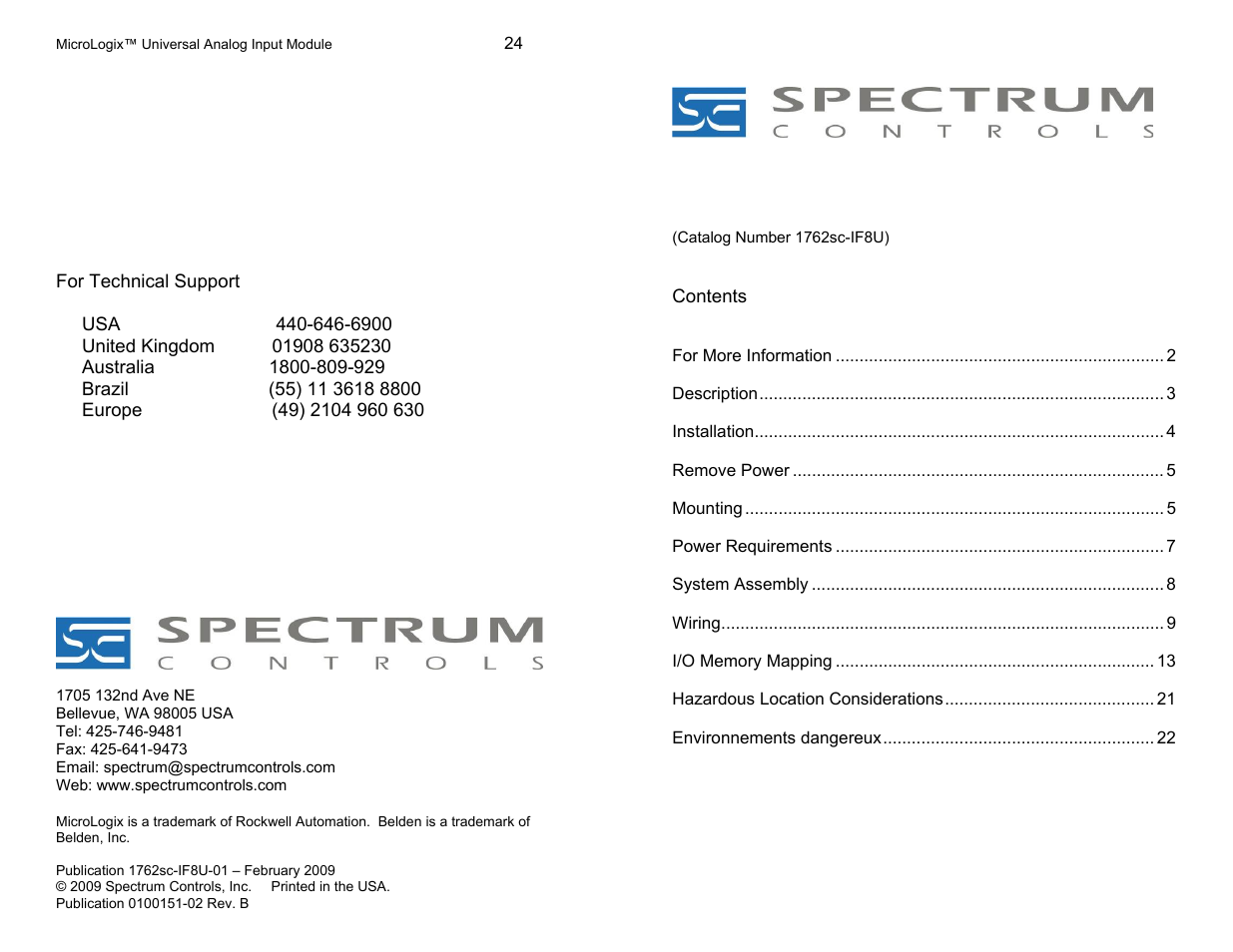 Spectrum Controls 1762sc-IF8U User Manual | 12 pages