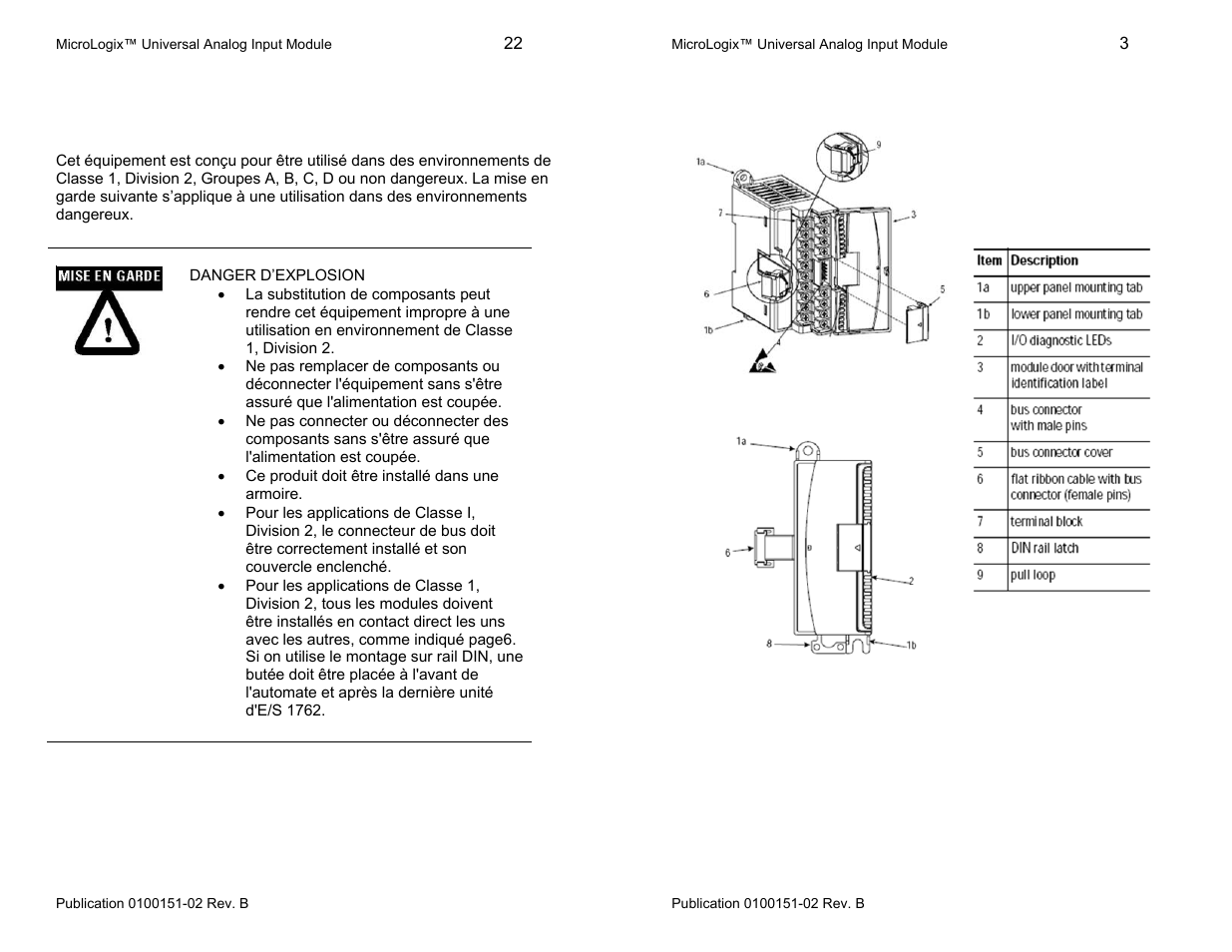 Environnements dangereux, Description | Spectrum Controls 1762sc-IF8U User Manual | Page 3 / 12