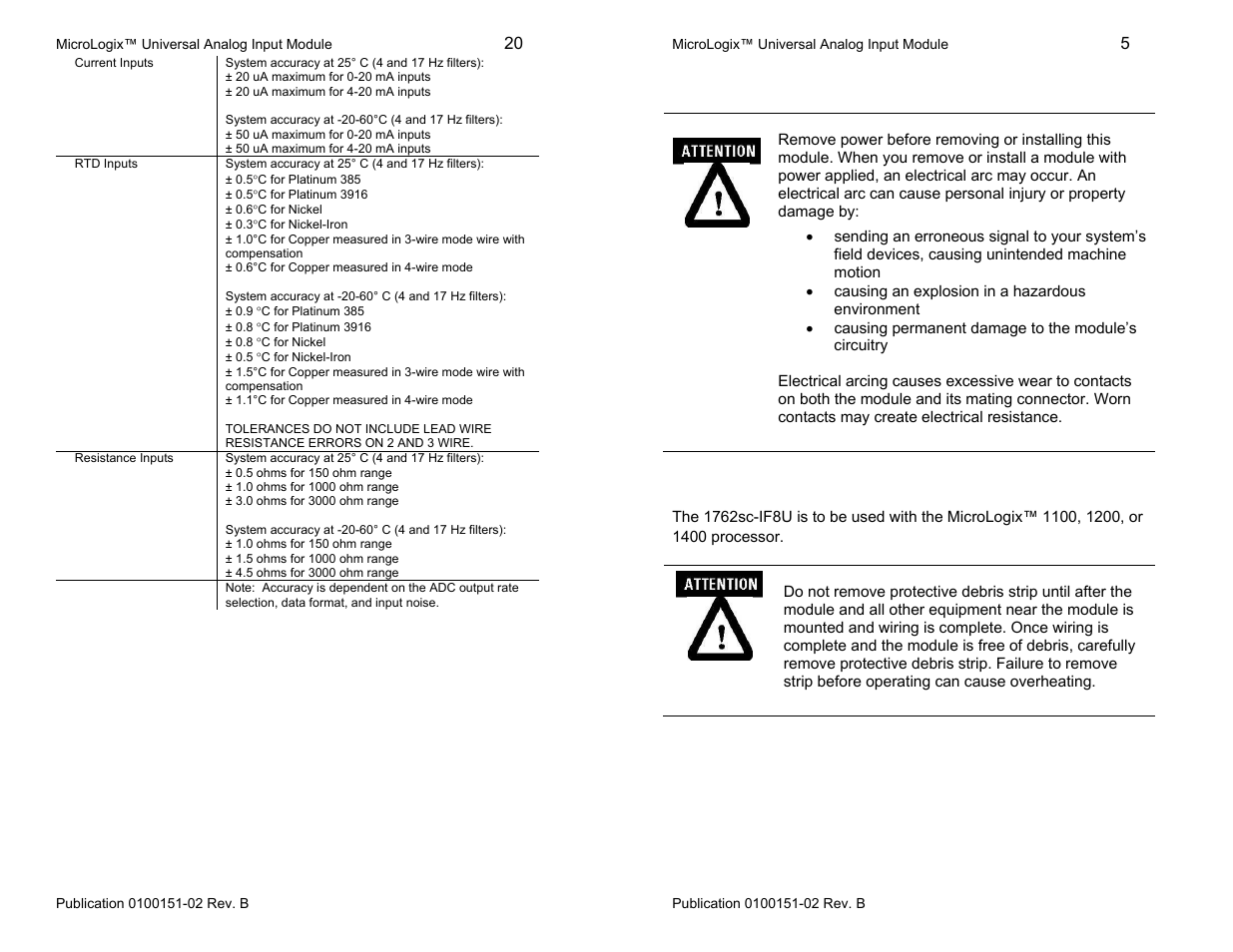 Remove power, Mounting | Spectrum Controls 1762sc-IF8U User Manual | Page 5 / 12