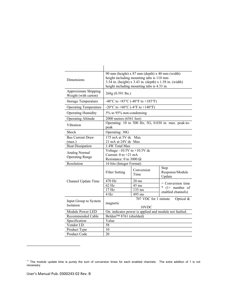 Appendix a module specifications, General specifications | Spectrum Controls 1762sc-IF8U User Manual | Page 29 / 38
