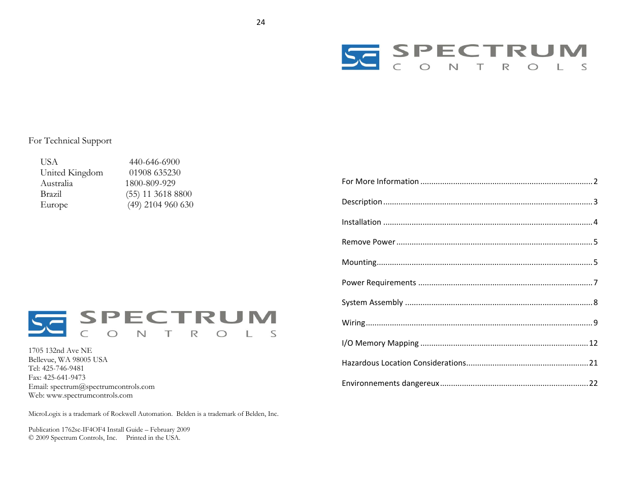 Spectrum Controls 1762sc-IF4OF4 User Manual | 12 pages