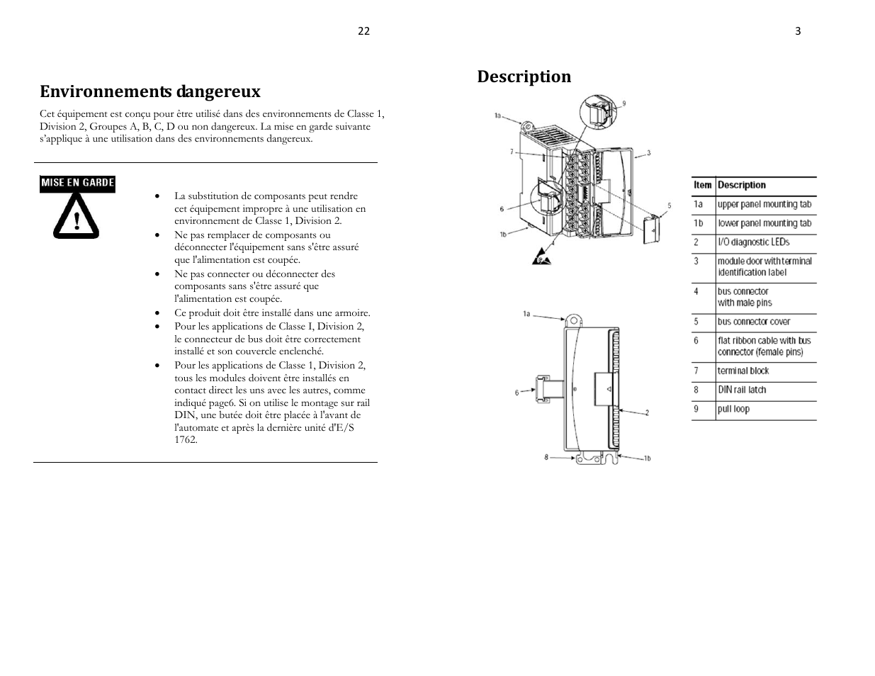 Environnements dangereux, Description | Spectrum Controls 1762sc-IF4OF4 User Manual | Page 3 / 12