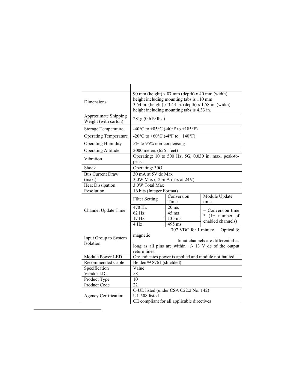 Appendix a module specifications, General specifications | Spectrum Controls 1762sc-IF4OF4 User Manual | Page 33 / 42