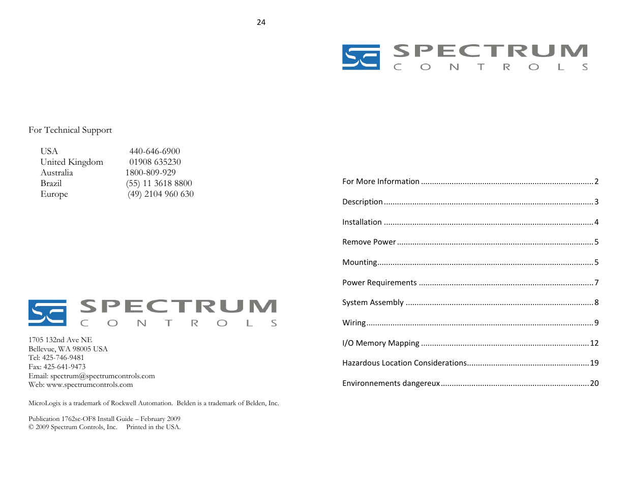 Spectrum Controls 1762sc-OF8 User Manual | 12 pages